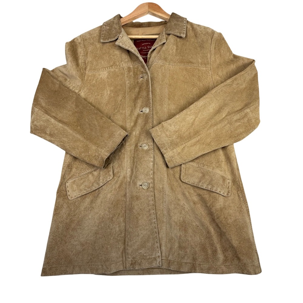 Eddie Bauer Seattle Suede Leather Jacket Tan Western Heritage Workwear Coat M